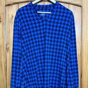 d&co Black and Royal Blue Houndstooth Blouse for Women - Sold on QVC